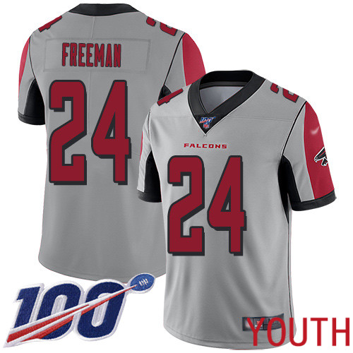 Atlanta Falcons Limited Silver Youth Devonta Freeman Jersey NFL Football #24 100th Season Inverted Legend->youth nfl jersey->Youth Jersey